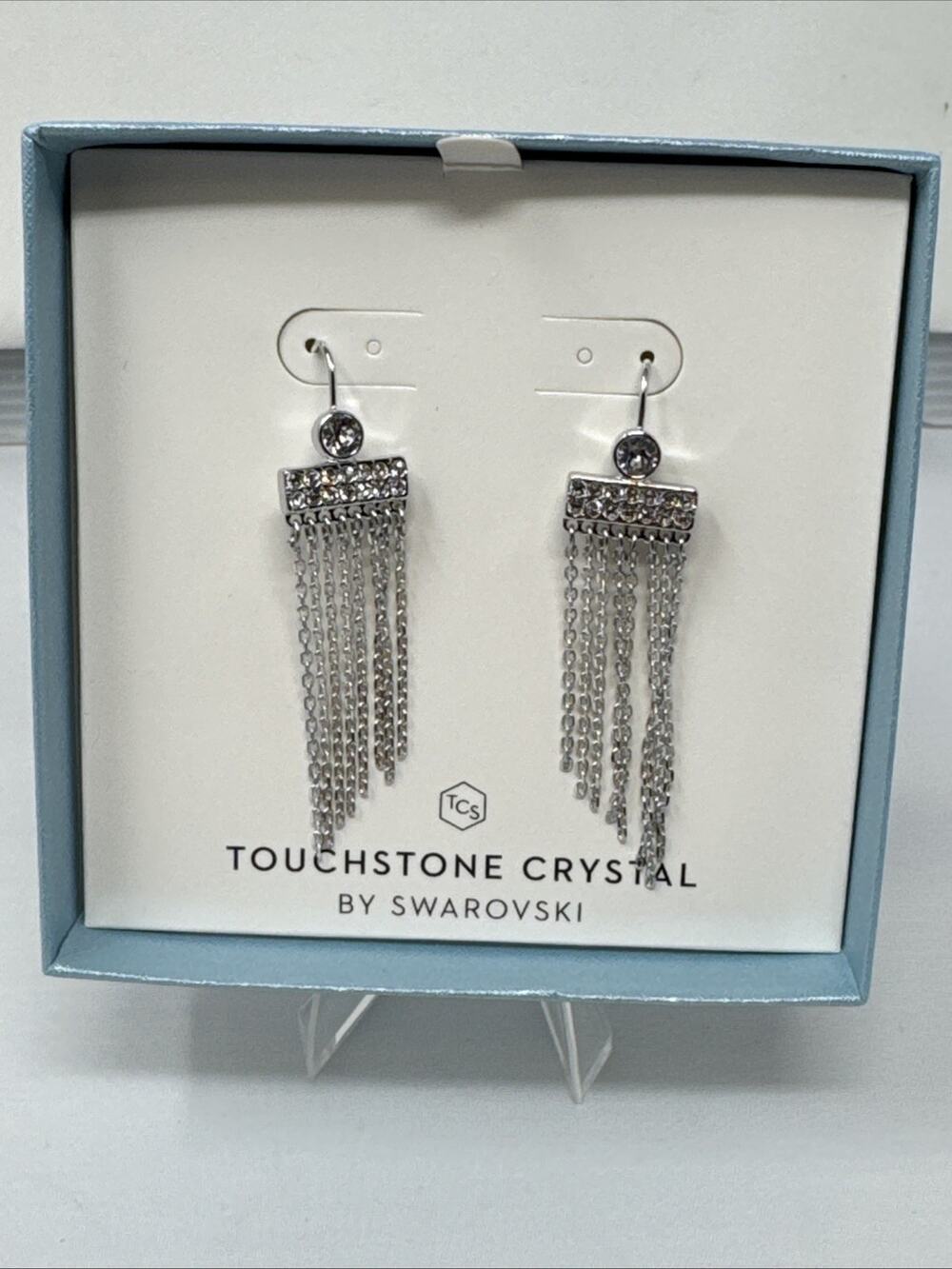 Touchstone Crystal by Swarovski "On The Fringe" Dangle Earrings NIB